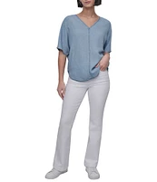 DKNY by Donna Karan Tencel V-Neck Short Sleeve Tunic