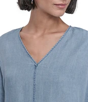 DKNY by Donna Karan Tencel V-Neck Short Sleeve Tunic