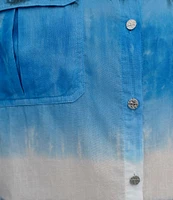 DKNY by Donna Karan Tie Dye Cotton Long Sleeve Button Front Shirt
