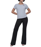 DKNY By Donna Karan Twist Crew Neck Short Sleeve Rib-Knit Top