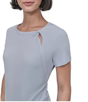 DKNY By Donna Karan Twist Crew Neck Short Sleeve Rib-Knit Top