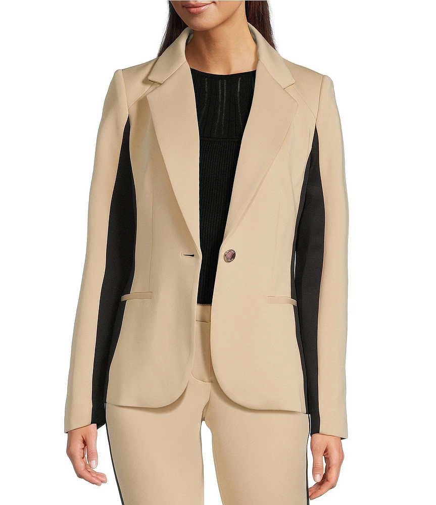 DKNY By Donna Karan Two-Toned Scuba Notch Lapel Single-Breasted Blazer