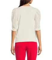DKNY by Donna Karan V-Neck Puff Sleeve Top