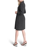 DKNY by Donna Karan V-Neck Stripe Twist Front Woven Sheath Dress