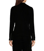 DKNY by Donna Karan Velvet Long Sleeve Zip Up Moto Jacket