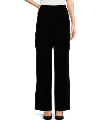 DKNY by Donna Karan Velvet Wide-Leg Cargo Pant