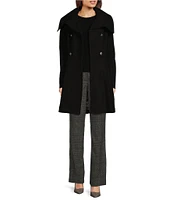 DKNY by Donna Karan Wool Double Breasted Skirted Walker Coat