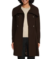 DKNY by Donna Karan Wool Double Breasted Skirted Walker Coat