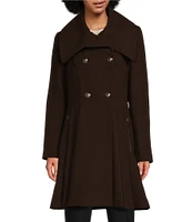 DKNY by Donna Karan Wool Double Breasted Skirted Walker Coat