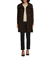 DKNY by Donna Karan Wool Double Breasted Skirted Walker Coat