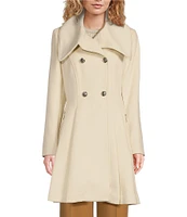 DKNY by Donna Karan Wool Double Breasted Skirted Walker Coat