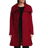 DKNY by Donna Karan Wool Double Breasted Skirted Walker Coat