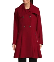 DKNY by Donna Karan Wool Double Breasted Skirted Walker Coat