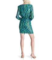 DKNY by Donna Karan Woven Crew Neck Long Sleeve Side Draped Sheath Dress