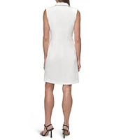 DKNY by Donna Karan Woven Notch Lapel Collar Neck Sleeveless A-Line Mini Blazer Dress