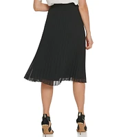 DKNY by Donna Karan Chiffon Pleated Pull-On A-Line Midi Skirt