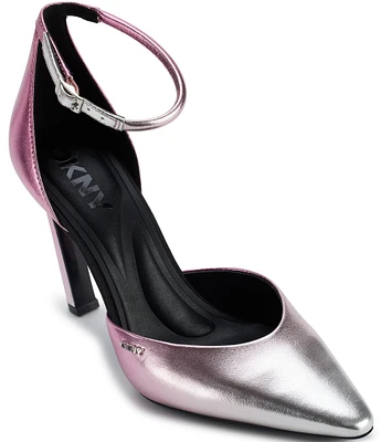 DKNY by Donna Karan Cillian Metallic Leather Ankle Strap Ombre Pumps