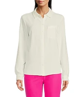 DKNY by Donna Karan Collared Neckline Long Roll Tab Sleeve Button Down Shirt