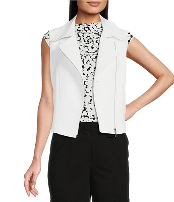 DKNY by Donna Karan Collared Zipper Front Moto Vest