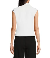 DKNY by Donna Karan Collared Zipper Front Moto Vest