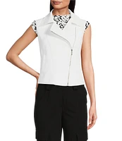 DKNY by Donna Karan Collared Zipper Front Moto Vest