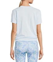 DKNY by Donna Karan Crew Neck Short Sleeve Knot Front Tee Shirt