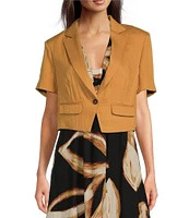 DKNY by Donna Karan Cropped Notch Lapel Short Sleeve Jacket