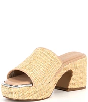 DKNY by Donna Karan Desirae Raffia Platform Slide Sandals