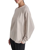 DKNY by Donna Karan Drop Shoulder Crew Neck Long Sleeve Pullover