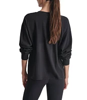 DKNY by Donna Karan Drop Shoulder Crew Neck Long Sleeve Pullover