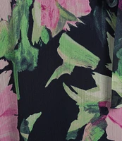 DKNY by Donna Karan Floral Surplice V-Neck Short Sleeve Faux Wrap Midi Dress