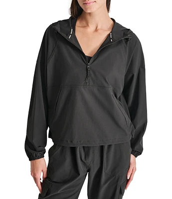 DKNY by Donna Karan Half Zip Hooded Long Sleeve Pullover