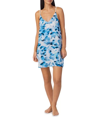 DKNY Hazy Print Sleeveless Satin Chemise