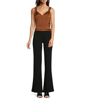 DKNY by Donna Karan High Rise Wide Leg Front Pocket Pants