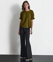 DKNY by Donna Karan High Rise Wide Leg Front Pocket Pants