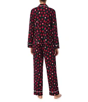 DKNY by Donna Karan Jersey Knit Apple Print Long Sleeve Notch Collar Pajama Set