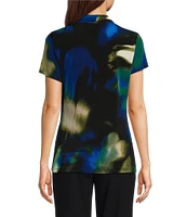 DKNY by Donna Karan Jersey Ruche Wrap Front V-Neck Short Sleeve Top