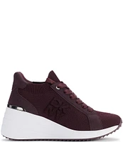 DKNY by Donna Karan Kasia Fabric Wedge Lace Up Sneakers