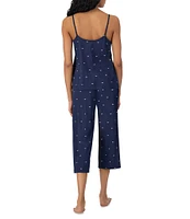 DKNY by Donna Karan Knit Logo Print Sleeveless V-Neck Cami & Capri Pajama Set