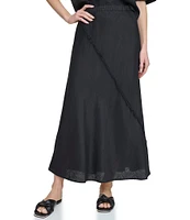 DKNY Linen Pull-On A-Line Midi Skirt