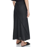 DKNY Linen Pull-On A-Line Midi Skirt