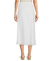 DKNY Linen Pull-On A-Line Midi Skirt