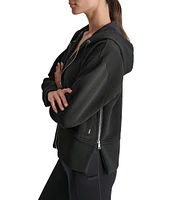 DKNY by Donna Karan Long Sleeve Zip Front Side Zip Detail Hoodie