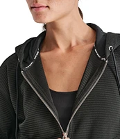 DKNY by Donna Karan Long Sleeve Zip Front Side Zip Detail Hoodie