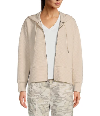 DKNY by Donna Karan Long Sleeve Zip Front Side Zip Detail Hoodie