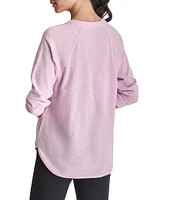 DKNY Sport by Donna Karan Mini Slub Waffle Knit Crew Neck 3/4 Ruched Sleeve Tee