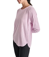 DKNY Sport by Donna Karan Mini Slub Waffle Knit Crew Neck 3/4 Ruched Sleeve Tee