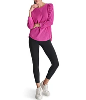 DKNY Sport by Donna Karan Mini Slub Waffle Knit Crew Neck 3/4 Ruched Sleeve Tee