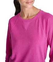 DKNY Sport by Donna Karan Mini Slub Waffle Knit Crew Neck 3/4 Ruched Sleeve Tee