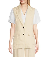 DKNY by Donna Karan Notch Lapel Neckline Sleeveless Button Front Vest